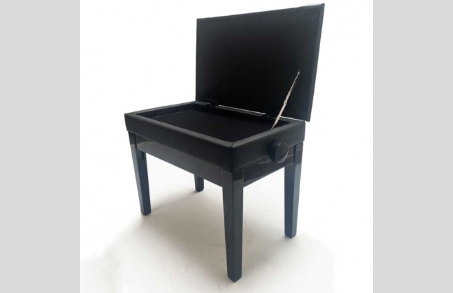 Steinhoven DX16PE "Staccato" Polished Ebony Adjustable Height Piano Stool With Storage - Image 3